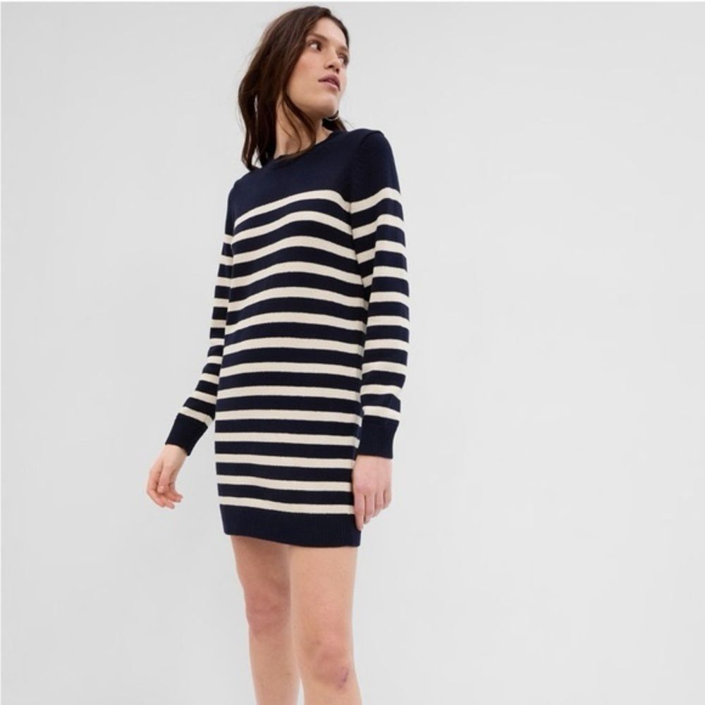 GAP cotton sweater dress sz S preppy nautical striped mini dress